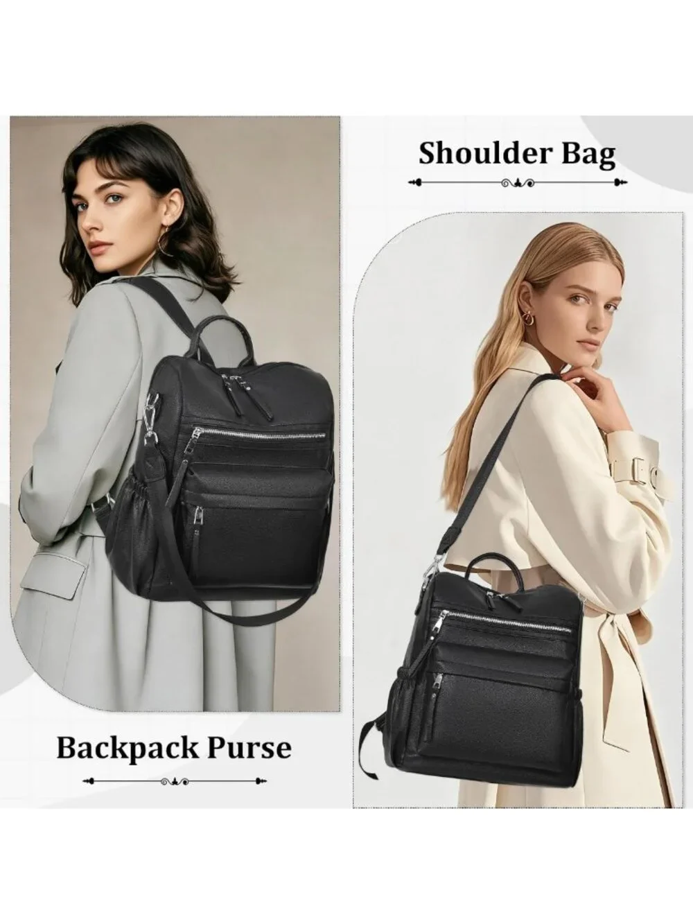 Stylish Women's Leather Backpack Purse | Travel Shoulder Bag for Everyday Use